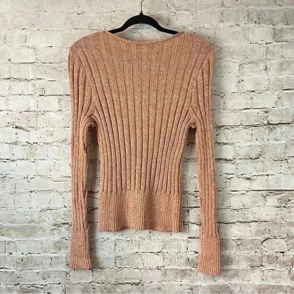 Peruvian Connection Women's Large Ribbed Pima Cotton Cardigan Sweater Orange L - Picture 5 of 5